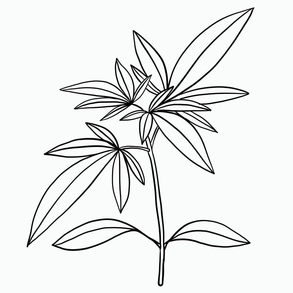 simplicidad planta de cannabis dibujo a mano alzada diseño plano. vector