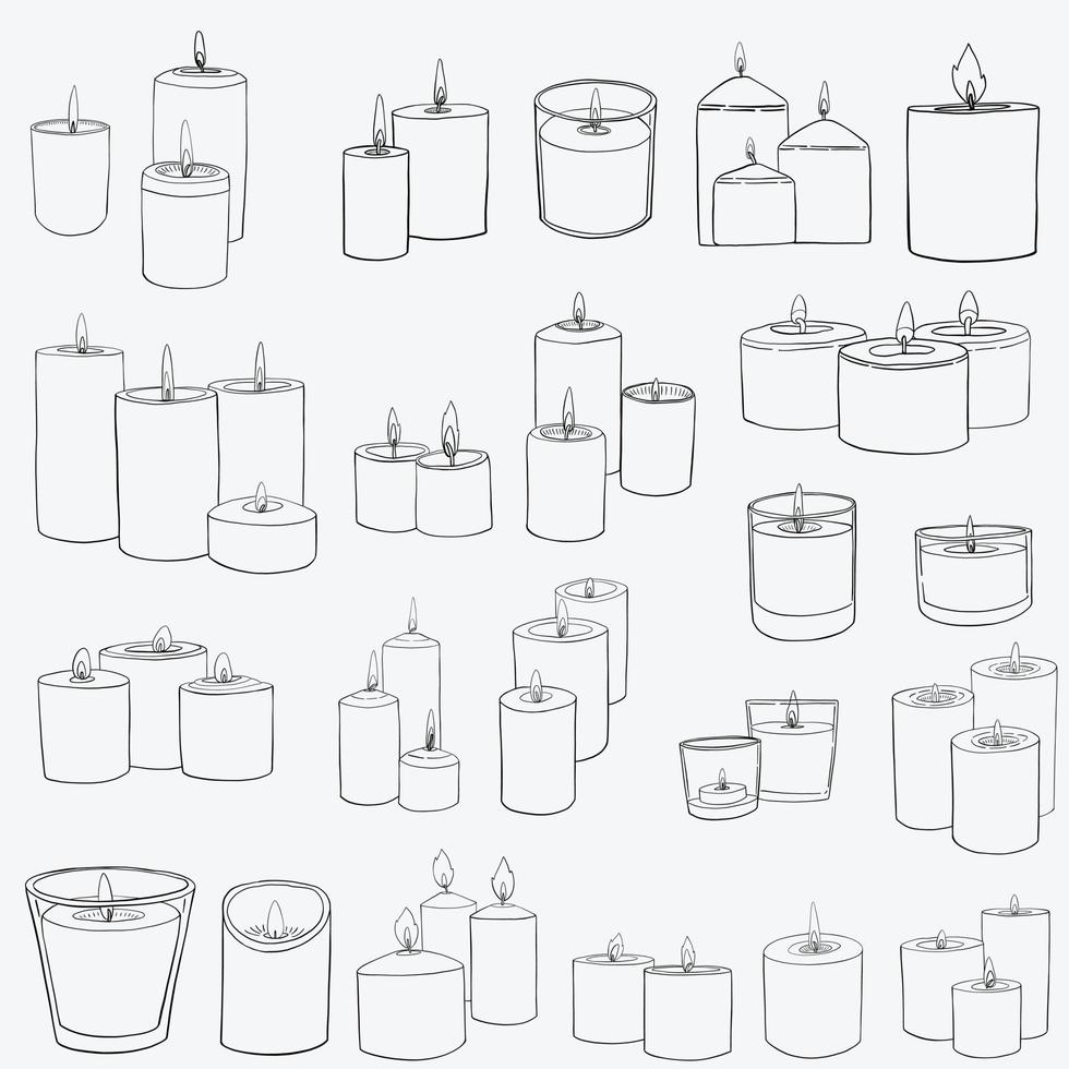 Smplicity spa candle freehand drawing flat design. vector