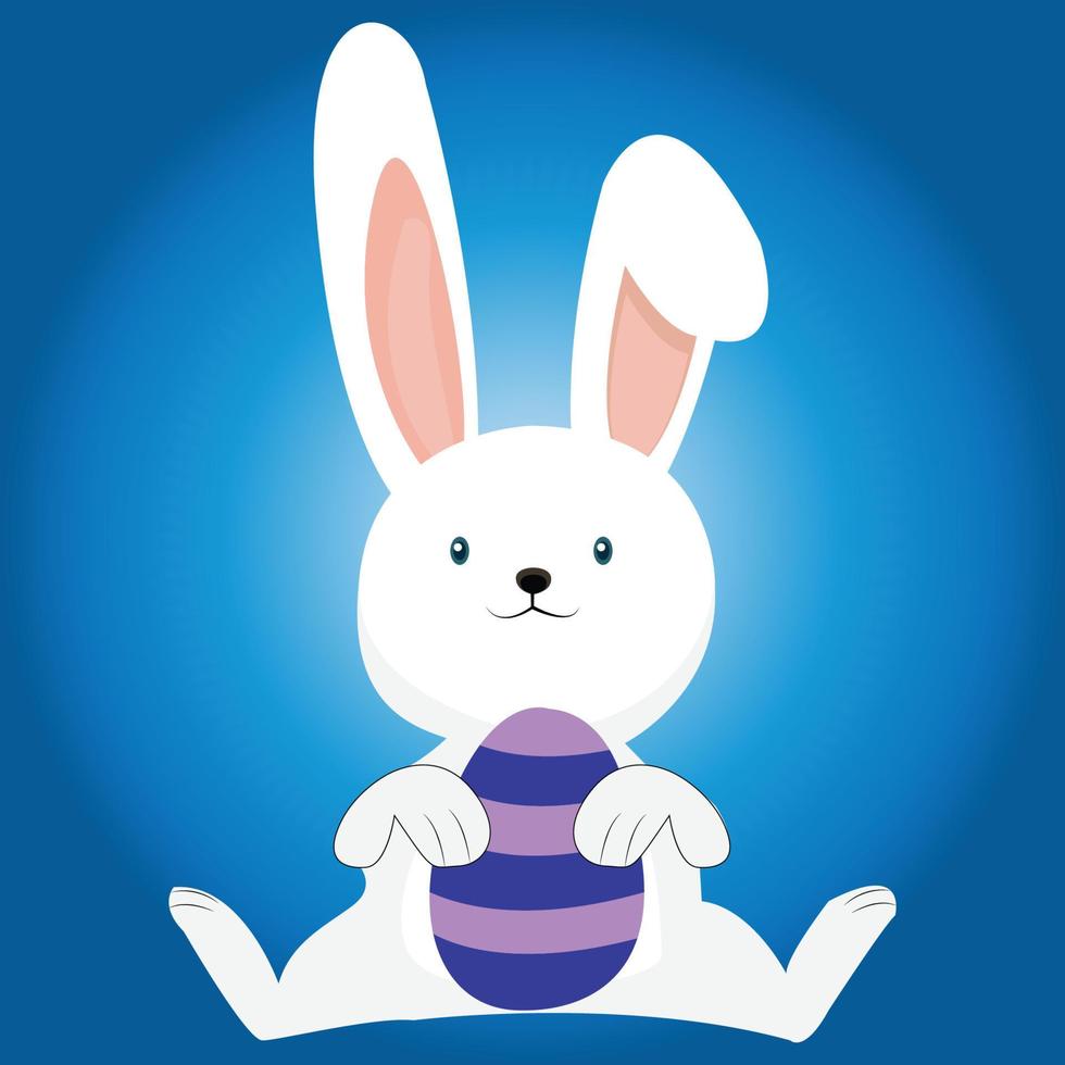 Cartoon little bunny holding easter egg vector