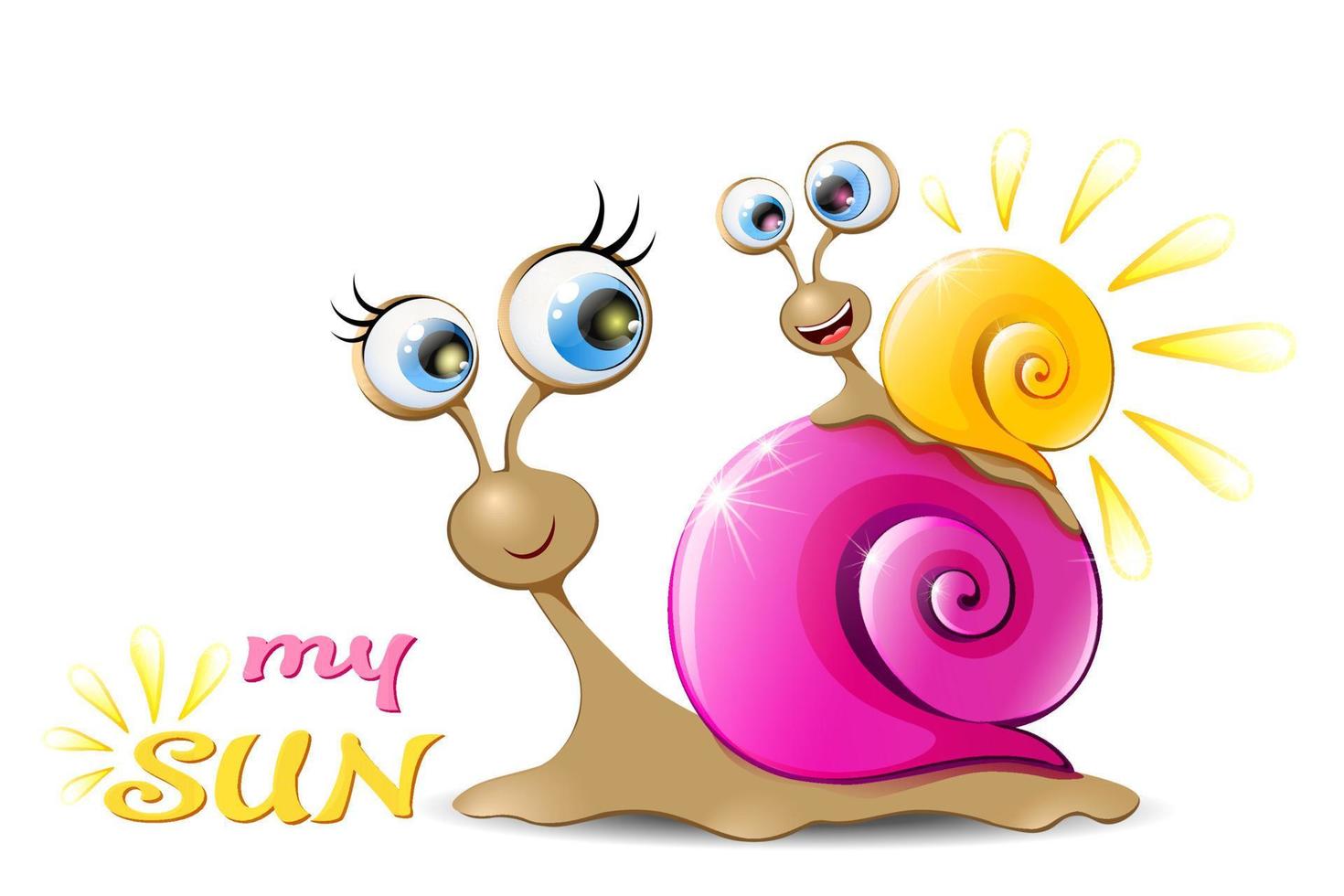 Snail mom with snail child card vector