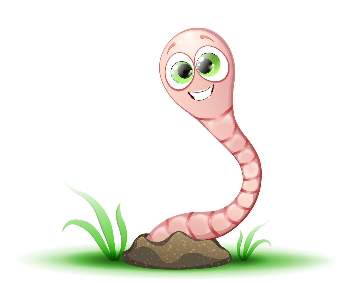 Worm peeking out of the ground vector