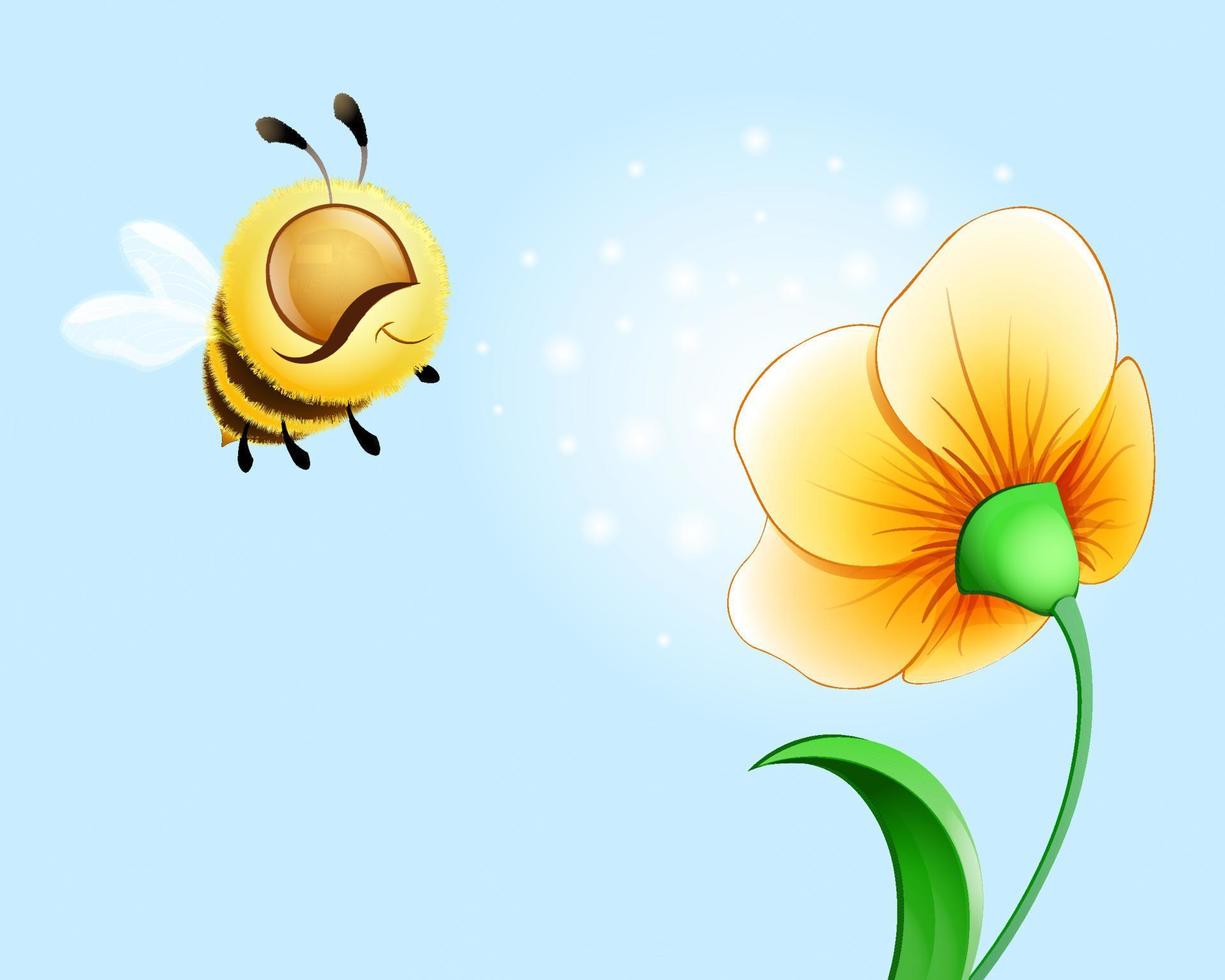 Bee cute flower vector