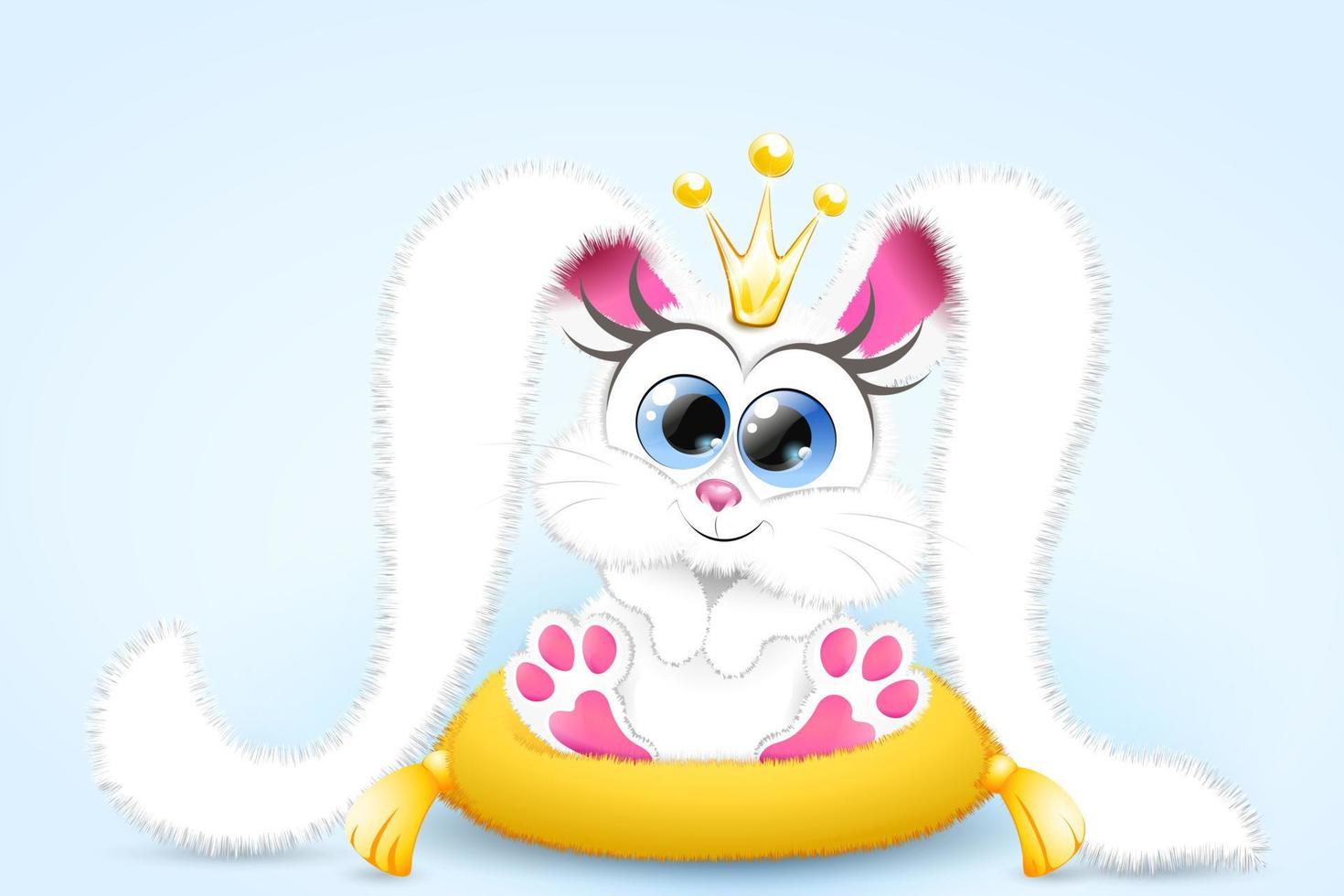 Bunny princess sits on the pillow vector