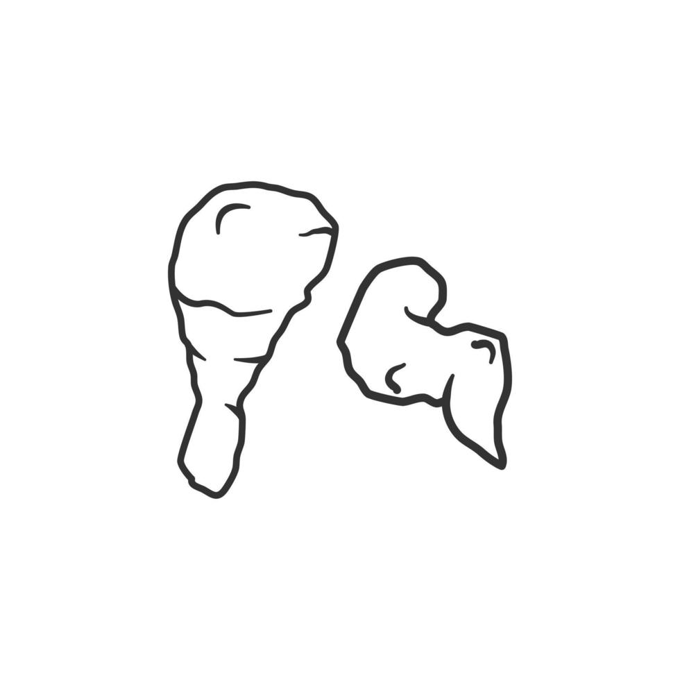 Vector fried chicken thighs and wings icon in outline style