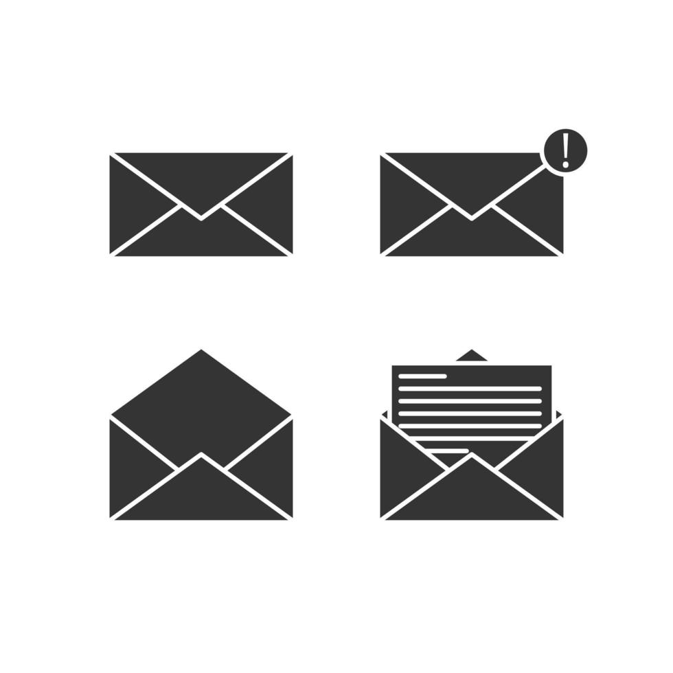 Set of mail Icon in trendy flat style isolated on white background with silhouette style vector