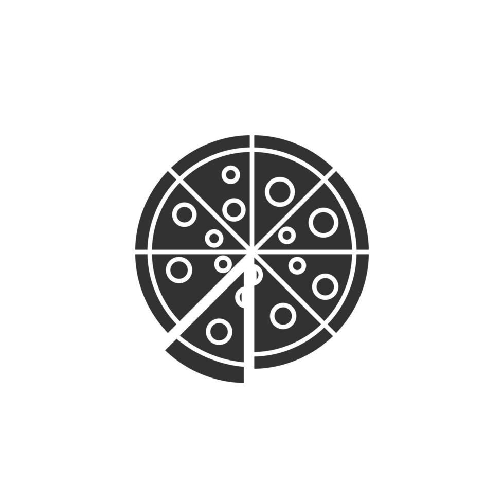 ícono de pizza con una porción separada vector
