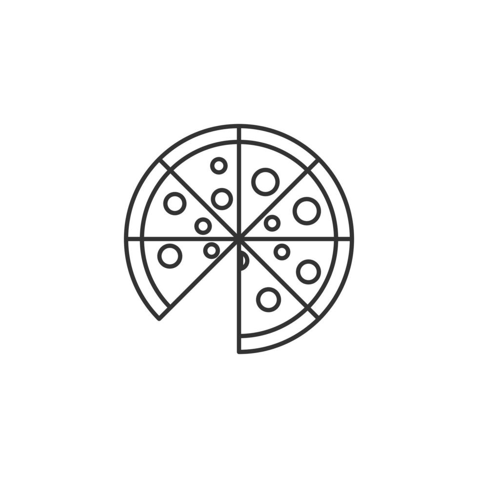 Pizza icon with one separate slice vector