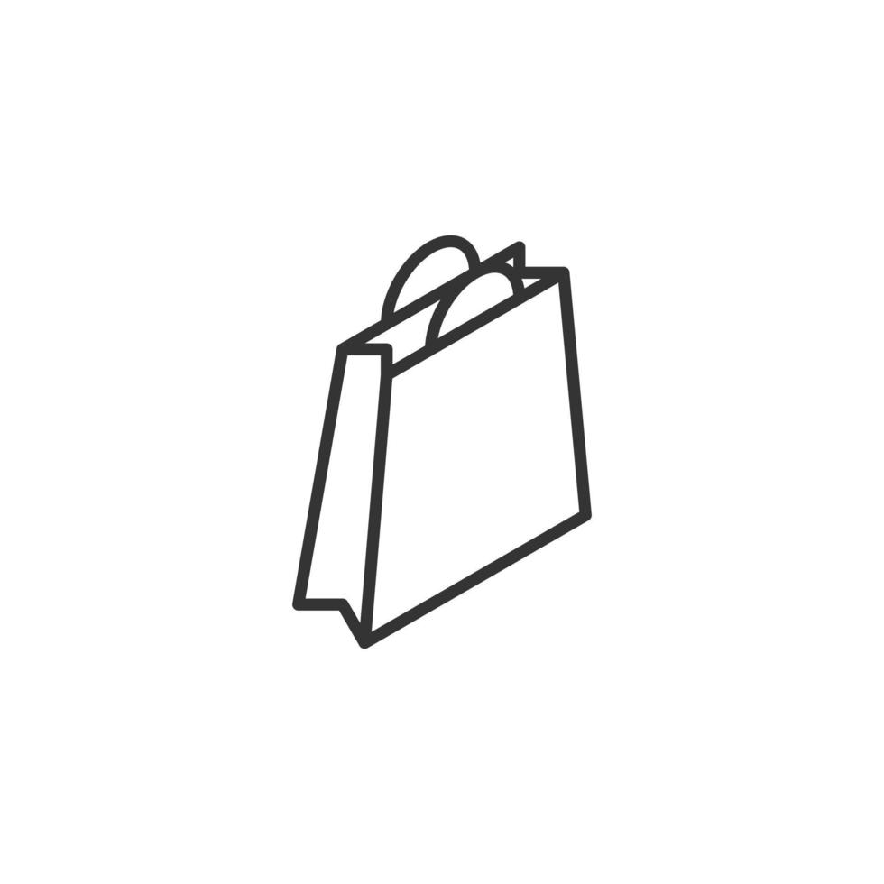 ilustración de vector de icono de contorno de bolsa de compras