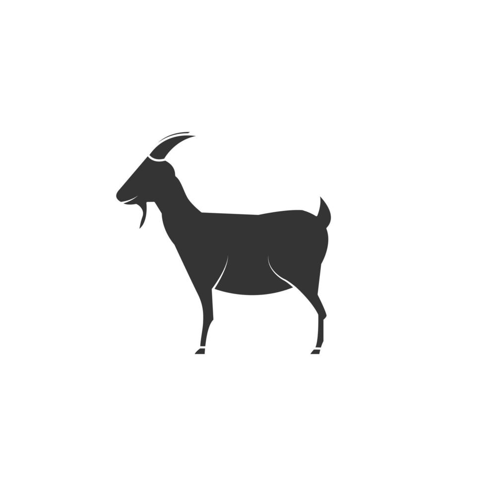 Ilustración de vector de silueta de cabra aislado sobre fondo blanco