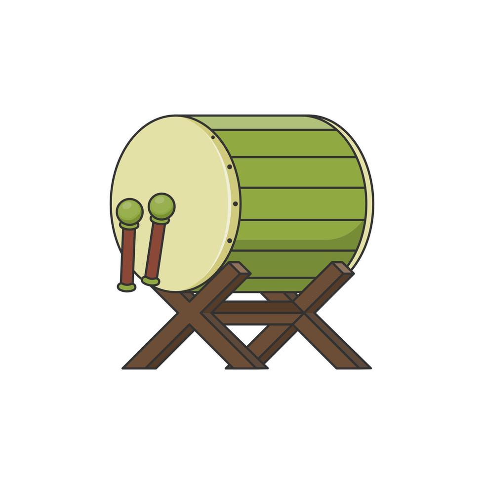 Bedug drum cartoon Icon illustration vector