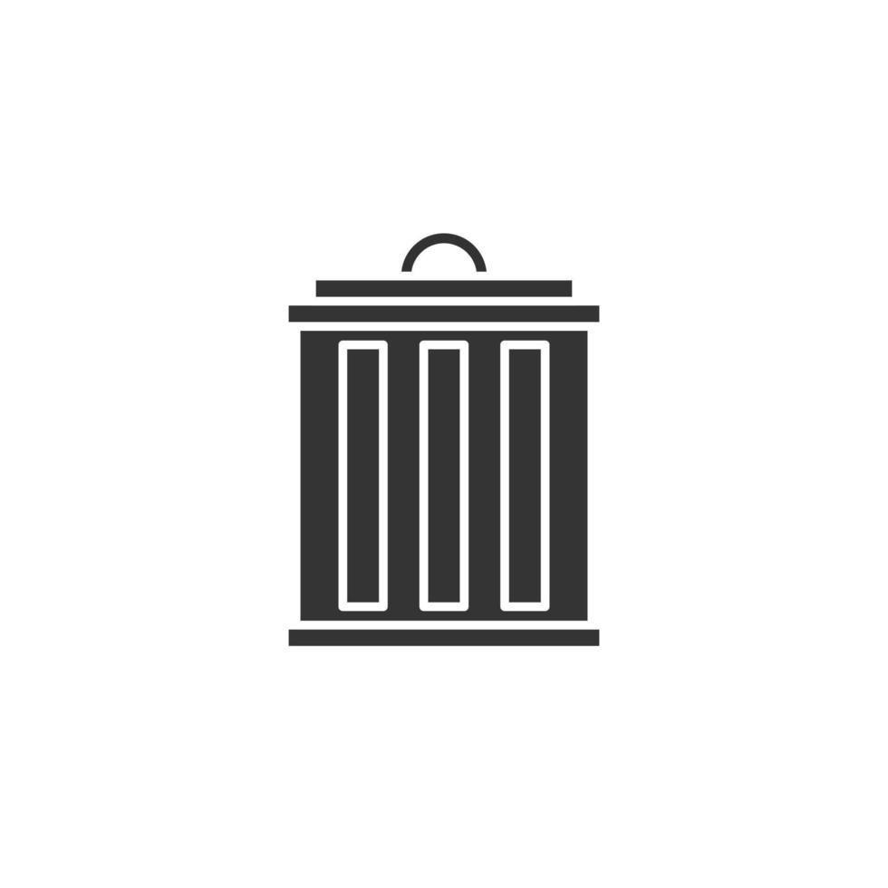 Vector trash can icon in silhouette style