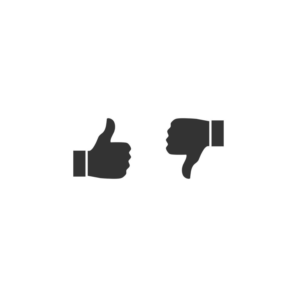 Thumbs up and thumbs down icons. Silhouette like button and dislike button vector