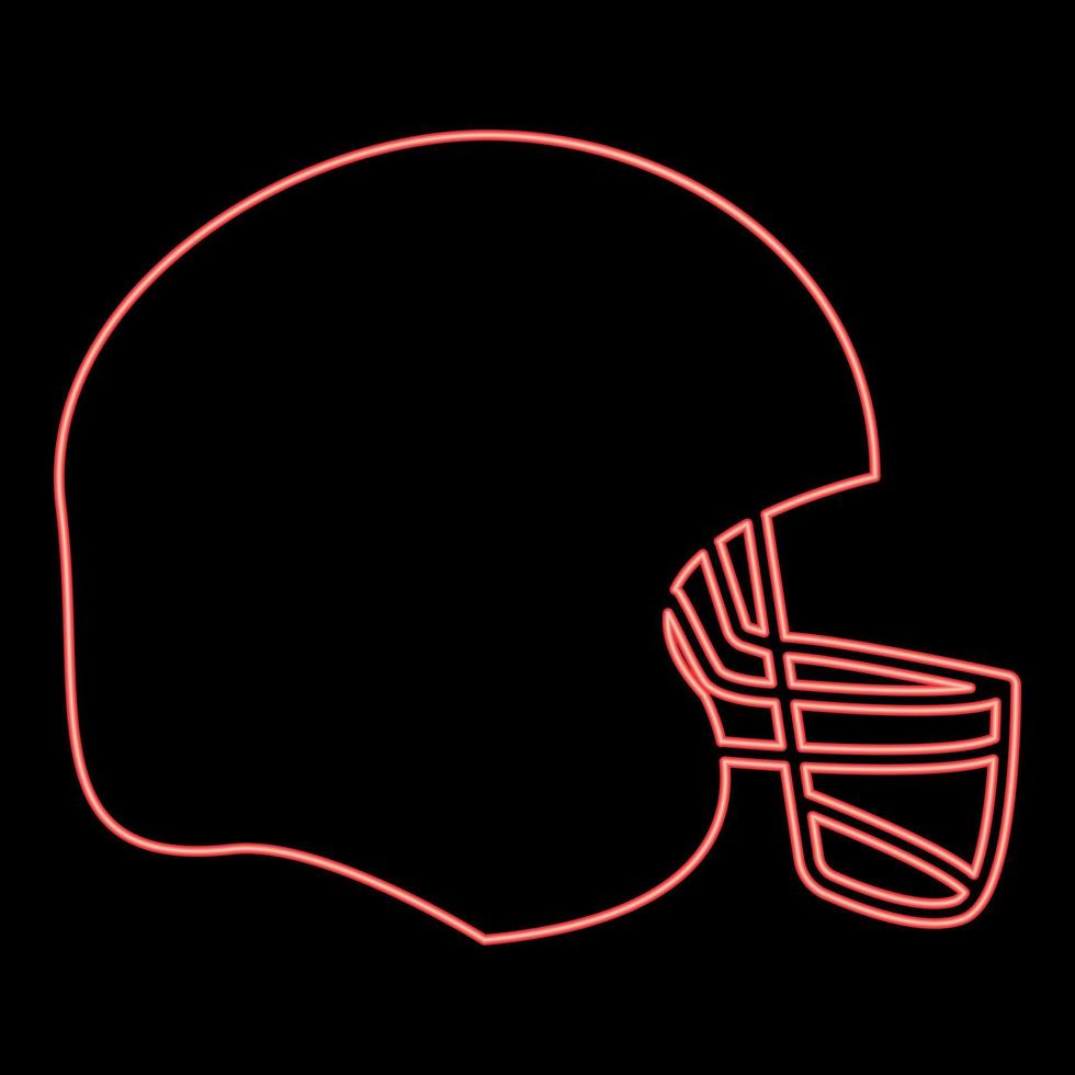 Neon american football helmet red color vector illustration flat style image