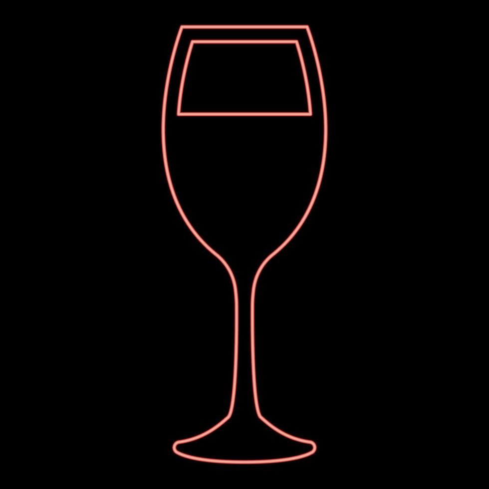 Neon glass of wine red color vector illustration flat style image
