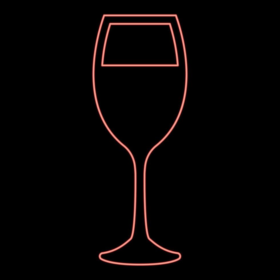 Neon glass of wine red color vector illustration flat style image