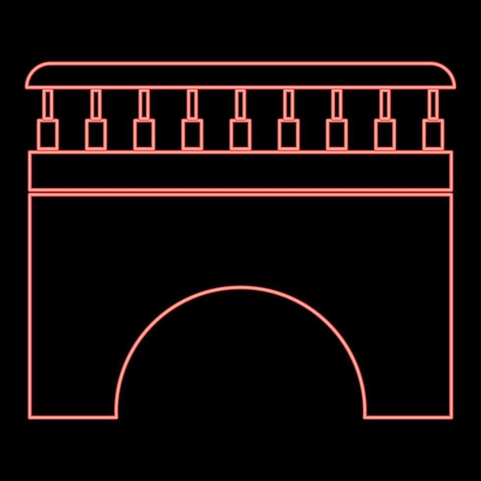 puente de neón color rojo ilustración vectorial imagen de estilo plano vector