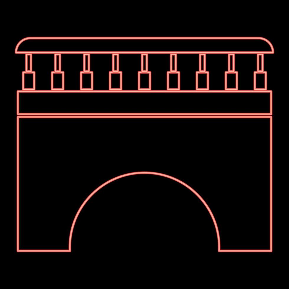 Neon bridge red color vector illustration flat style image