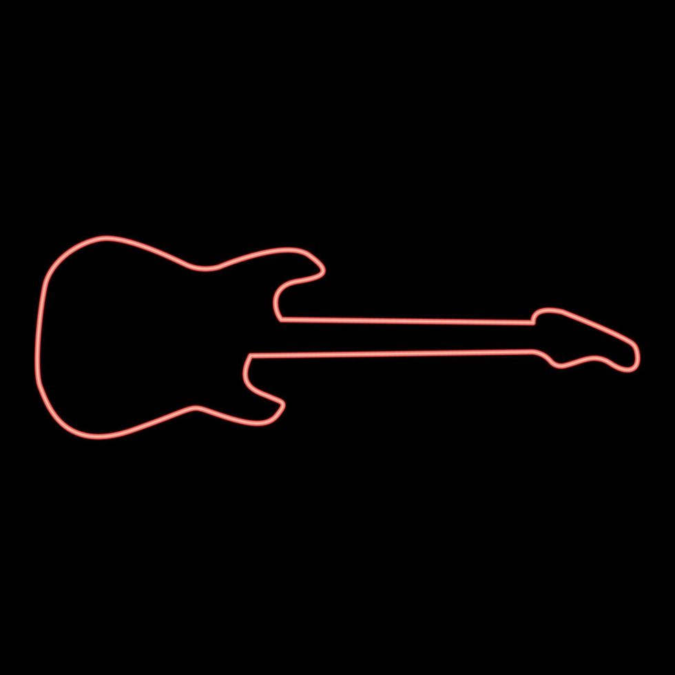 imagen de estilo plano de ilustración de vector de color rojo de guitarra eléctrica de neón