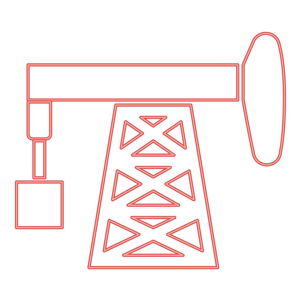 bomba de petróleo de neón color rojo vector ilustración imagen estilo plano