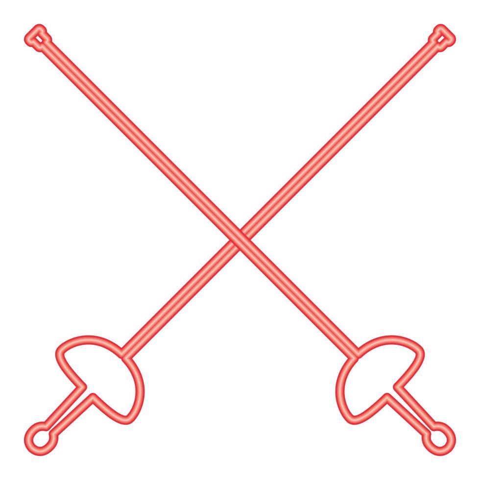 Neon swords for fencing red color vector illustration image flat style