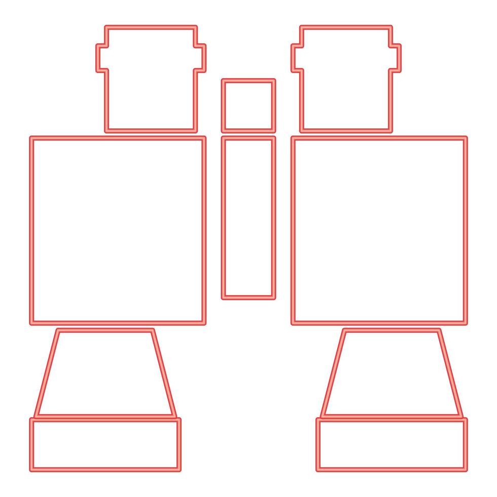 Neon binocular pair of glasses red color vector illustration image flat style