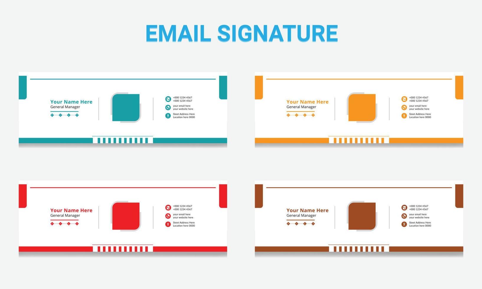 Email signature template or email footer.. Elegant Corporate Minimal email signature Flat Mail template vector