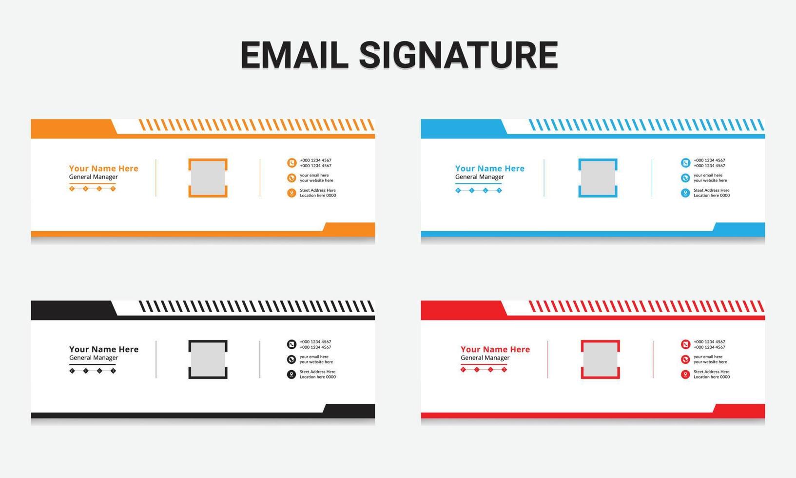 Email signature template or email footer.. Elegant Corporate Minimal email signature Flat Mail template vector