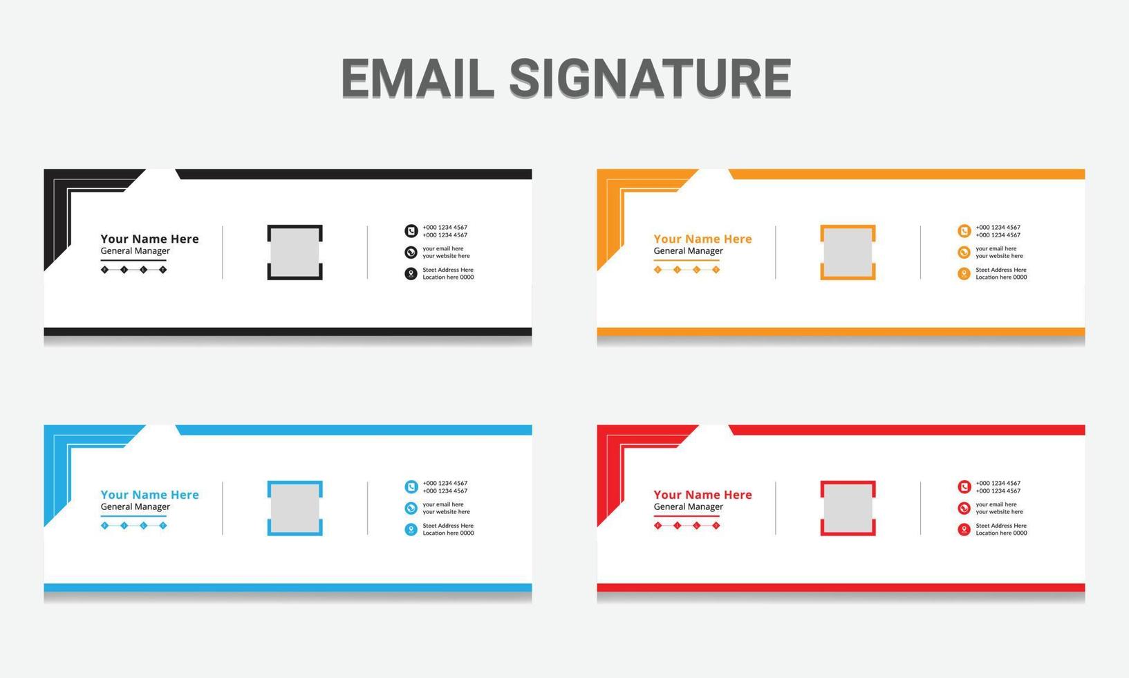 diseño de plantilla de firma de correo electrónico minimalista. firma de correo electrónico moderna de negocios y portada de redes sociales, diseño de banner vector