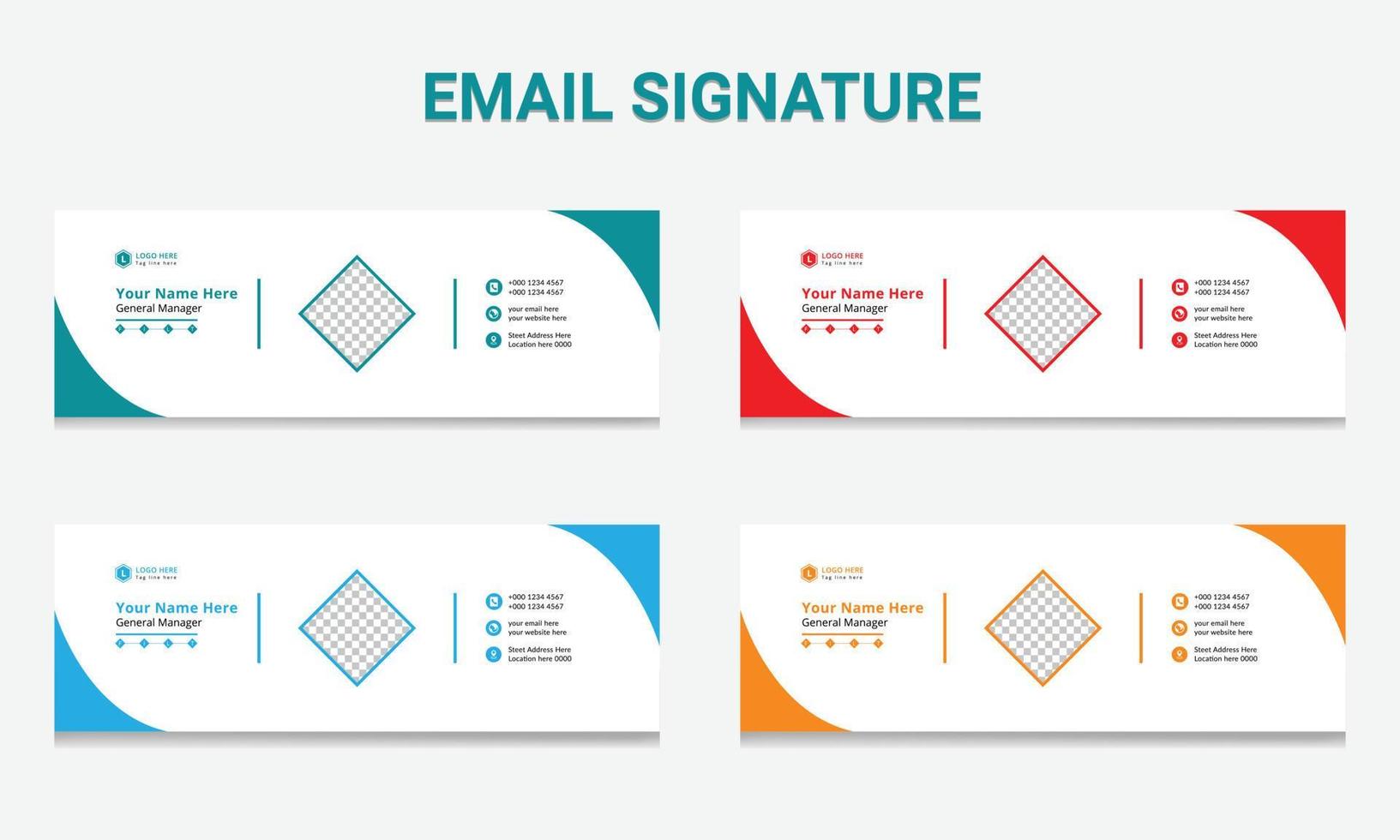 Minimalist email signature template design. business modern email signature and social media cover, banner design vector