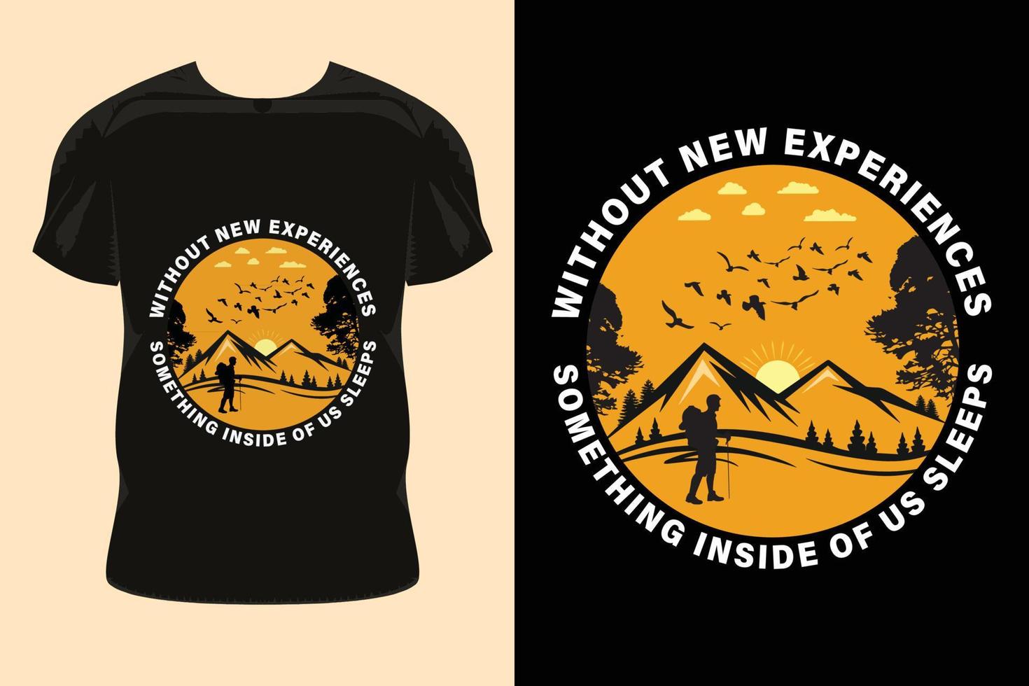 without new experiences something inside of us sleeps t-shirt design. motivational t-shirt vector