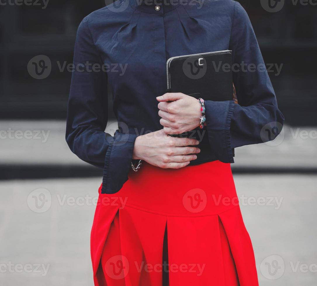 woman using tablet pc computer photo