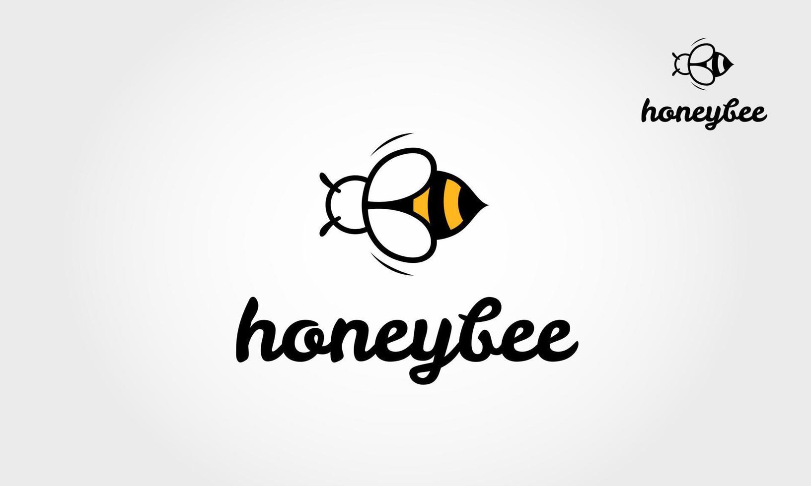 Honey Bee Vector Logo Template. Bee Logo design vector template. Outline icon, Creative Logotype concept, vector logo illustration.