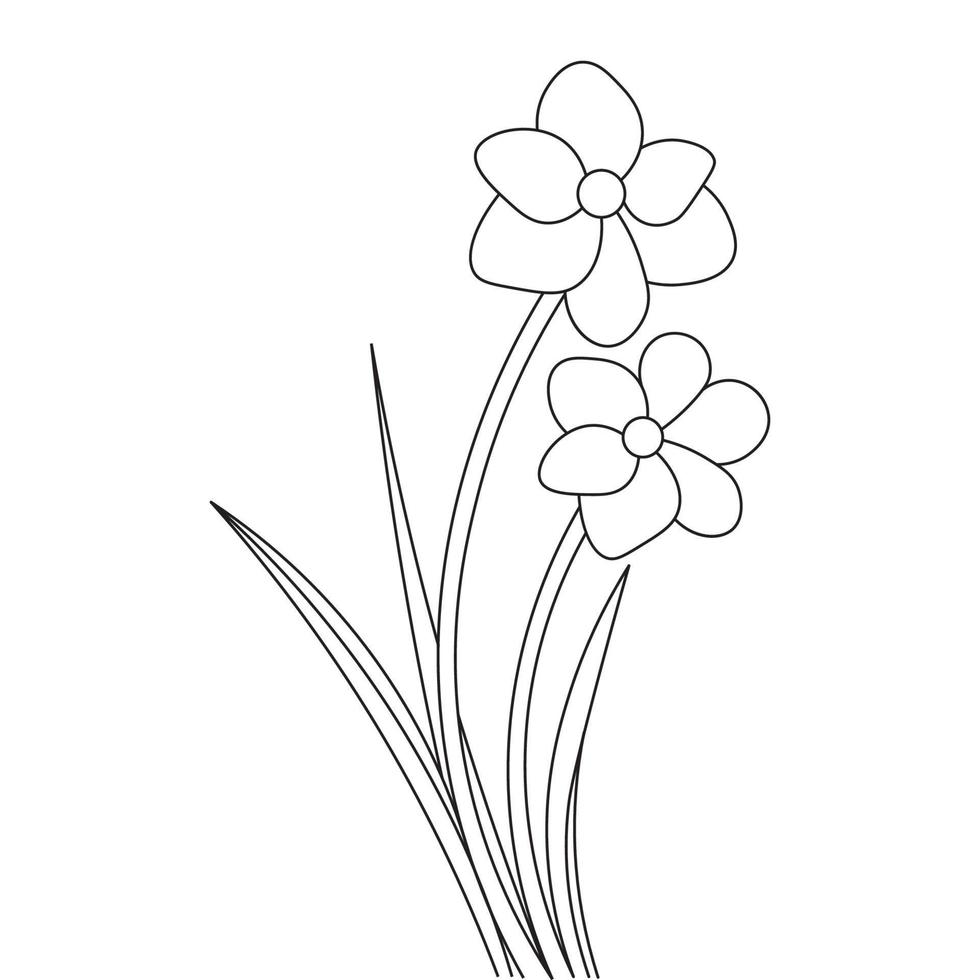 Dibujo de esquema de página para colorear de flores florecientes para  álbumes de recortes para colorear para niños 7450758 Vector en Vecteezy