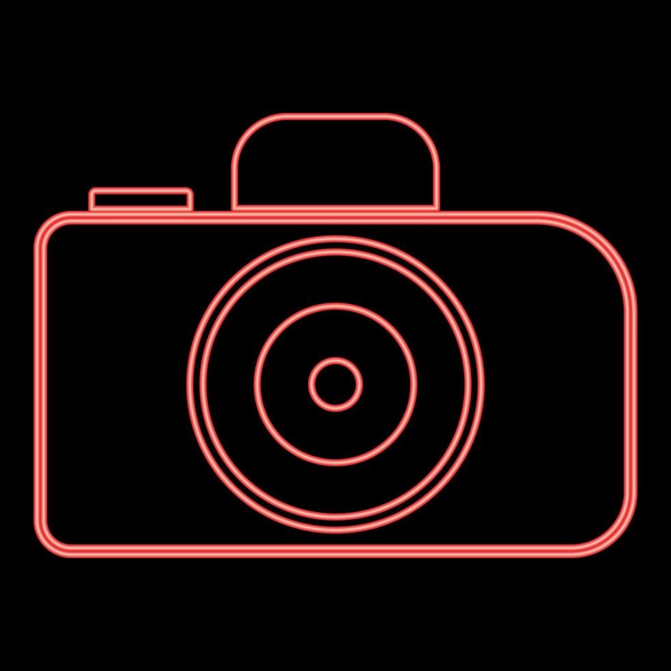 imagen de estilo plano de ilustración de vector de color rojo de cámara de neón