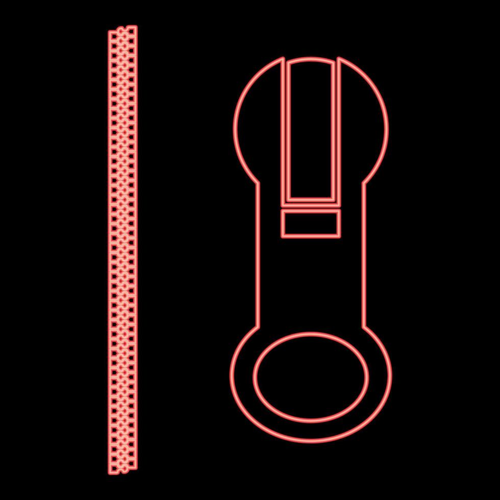 imagen de estilo plano de ilustración de vector de color rojo con cremallera de neón