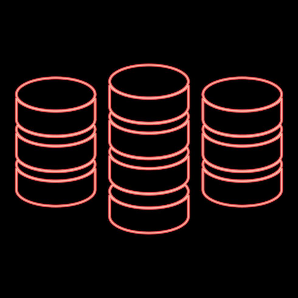 Neon coins or fish stack red color vector illustration flat style image