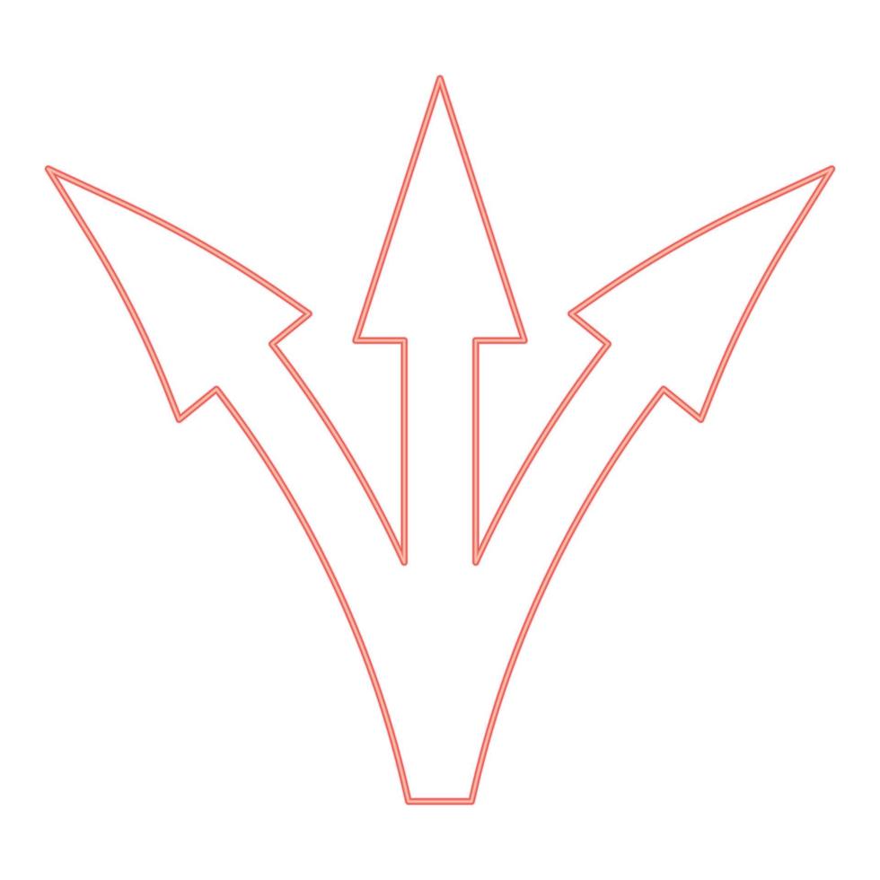 flecha de dirección de tres vías de neón color rojo ilustración vectorial imagen de estilo plano vector