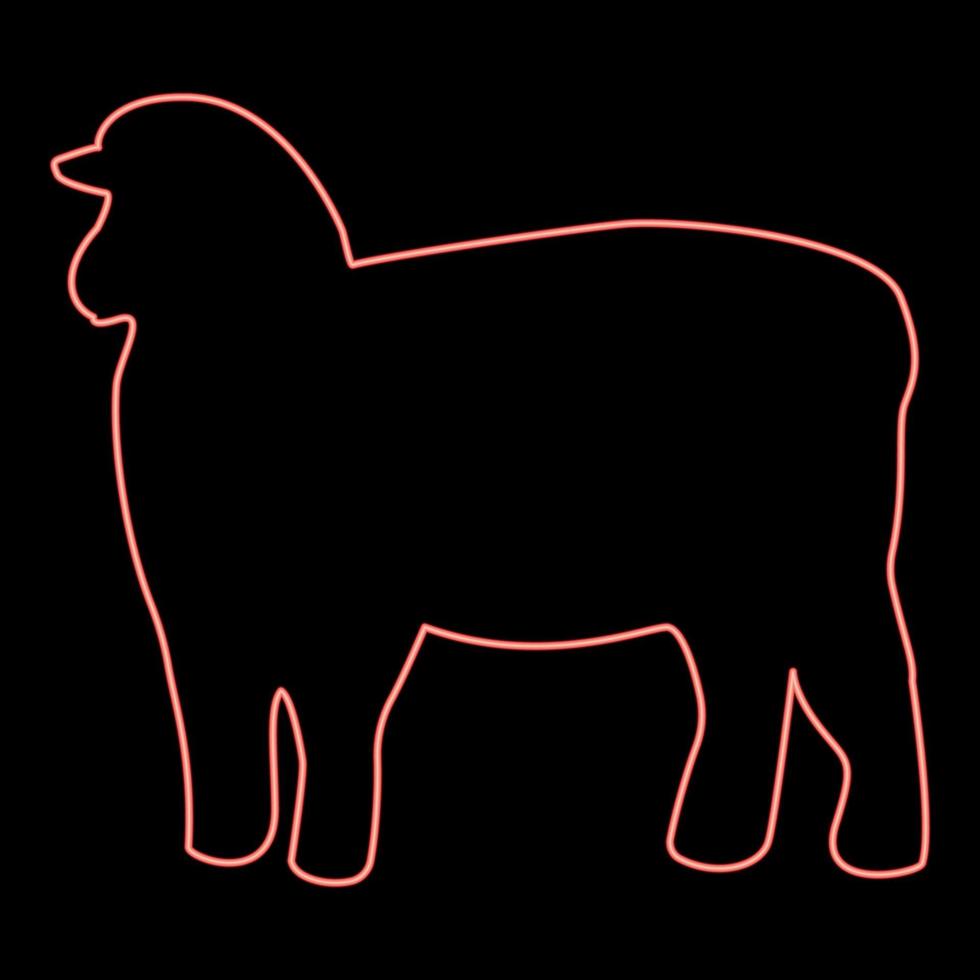 Neon sheep silhouette red color vector illustration flat style image