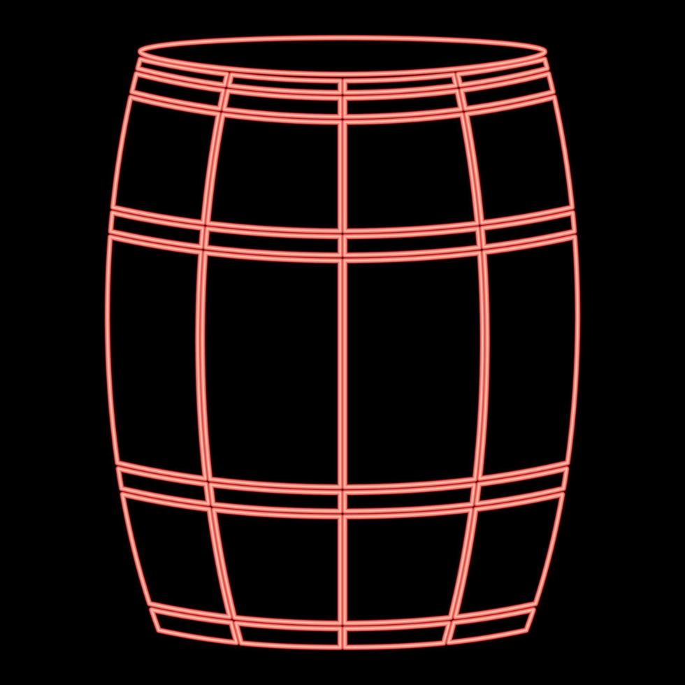 Neon wine or beer barrels red color vector illustration flat style image