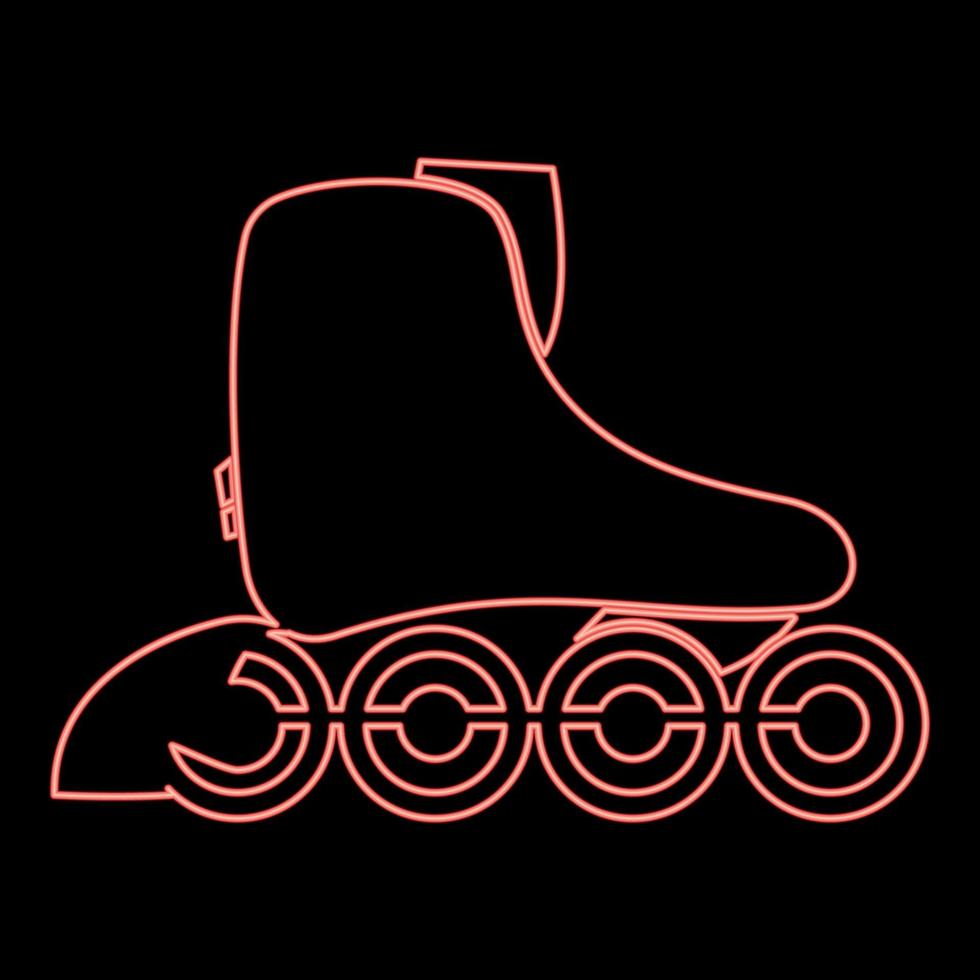 Neon roller skate icon black color in circle red color vector illustration flat style image