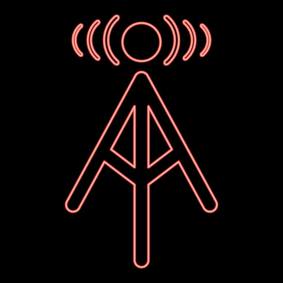 Neon radio tower red color vector illustration flat style image