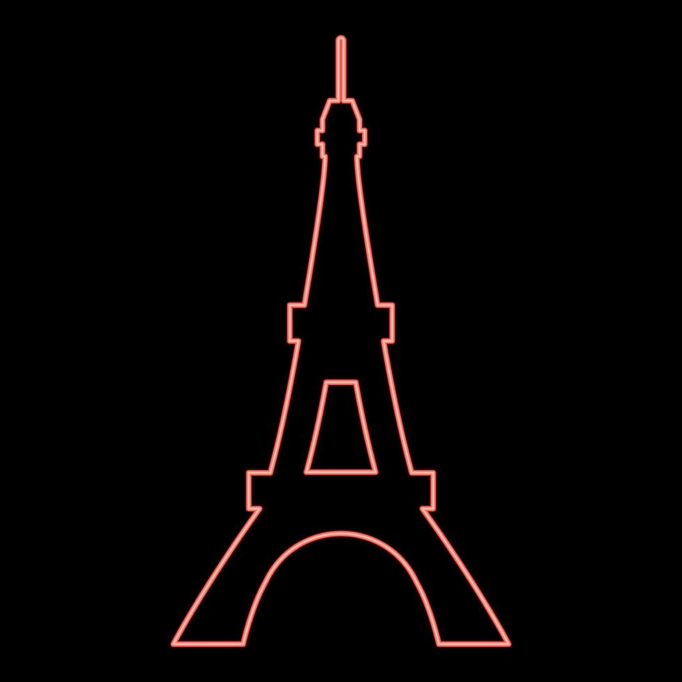 Neon eiffel tower red color vector illustration flat style image