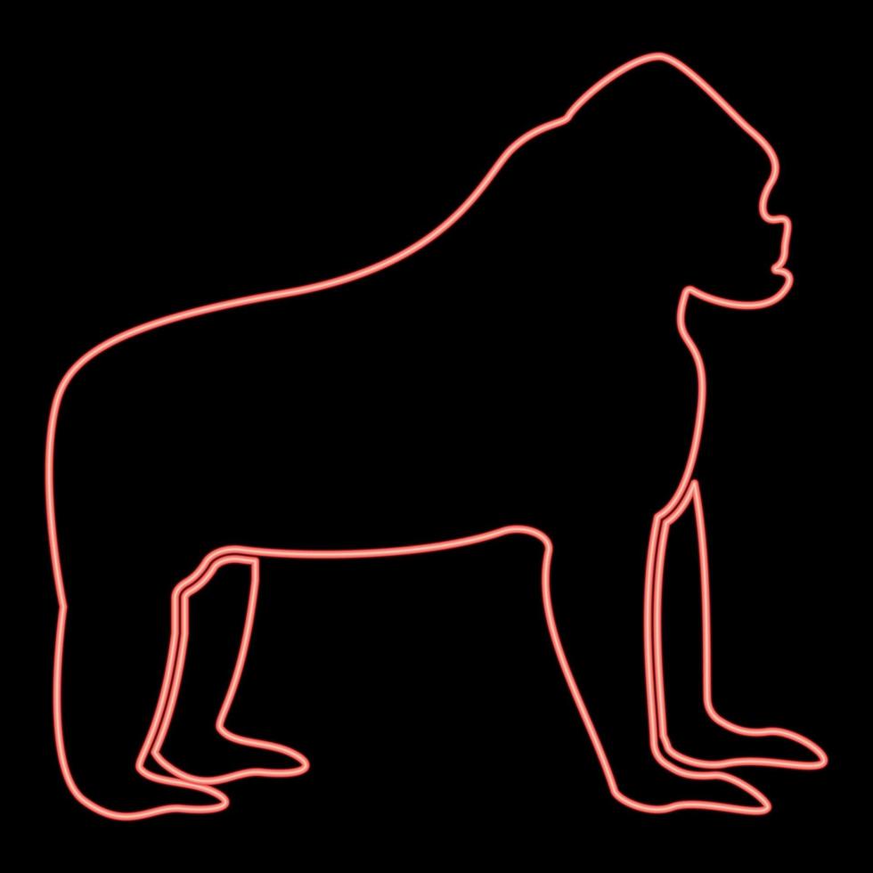 Neon gorilla red color vector illustration flat style image