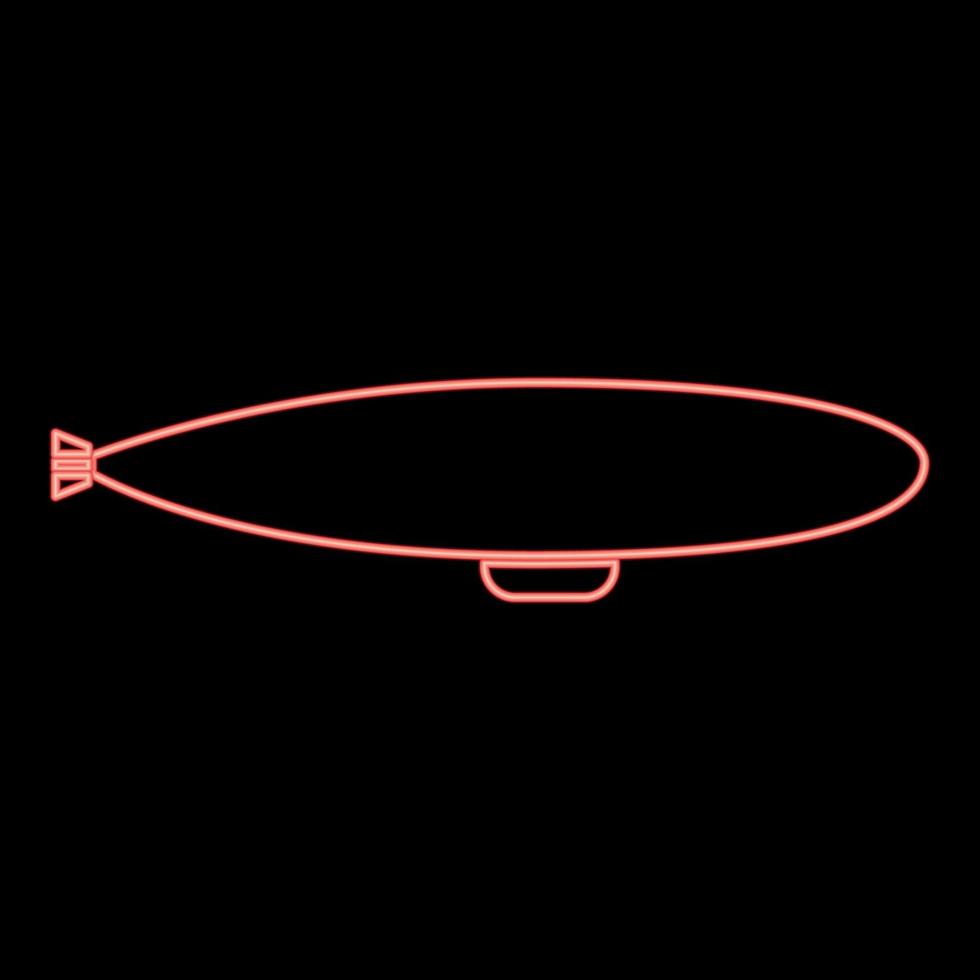 imagen de estilo plano de ilustración de vector de color rojo dirigible de neón