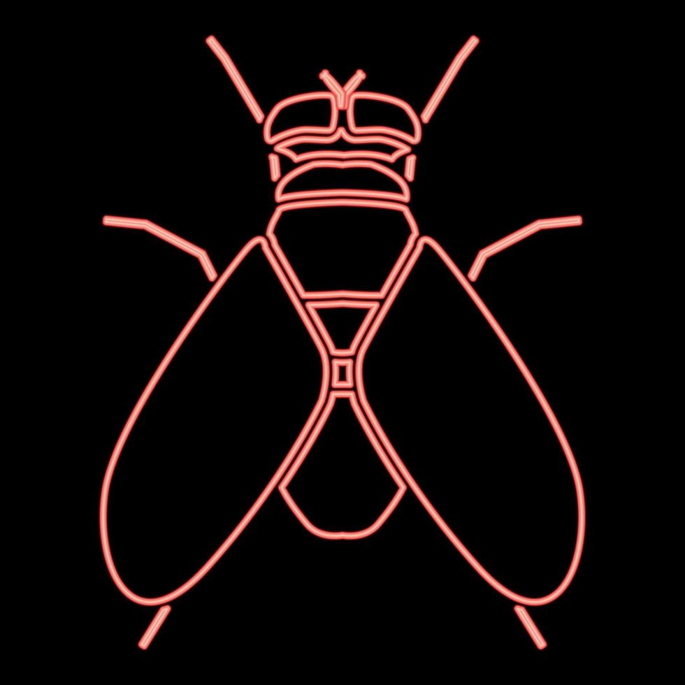 imagen de estilo plano de ilustración de vector de color rojo mosca de neón
