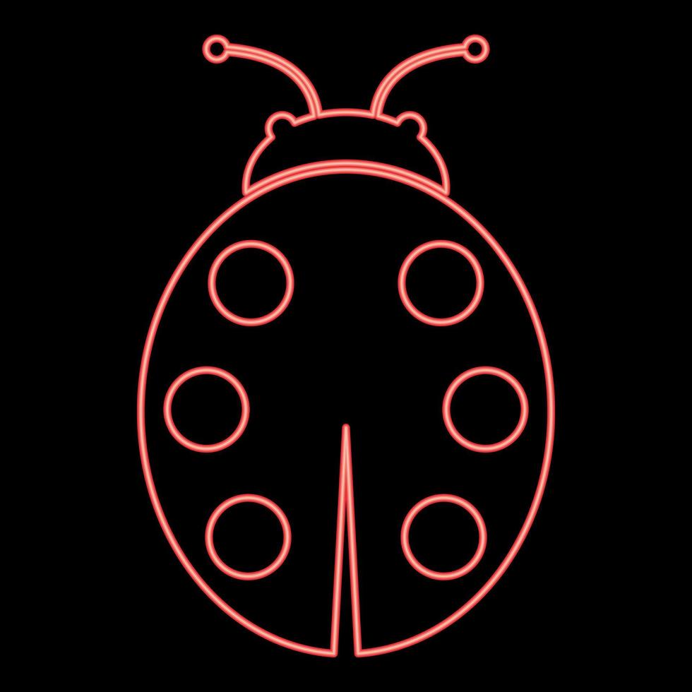 Neon ladybird red color vector illustration image flat style