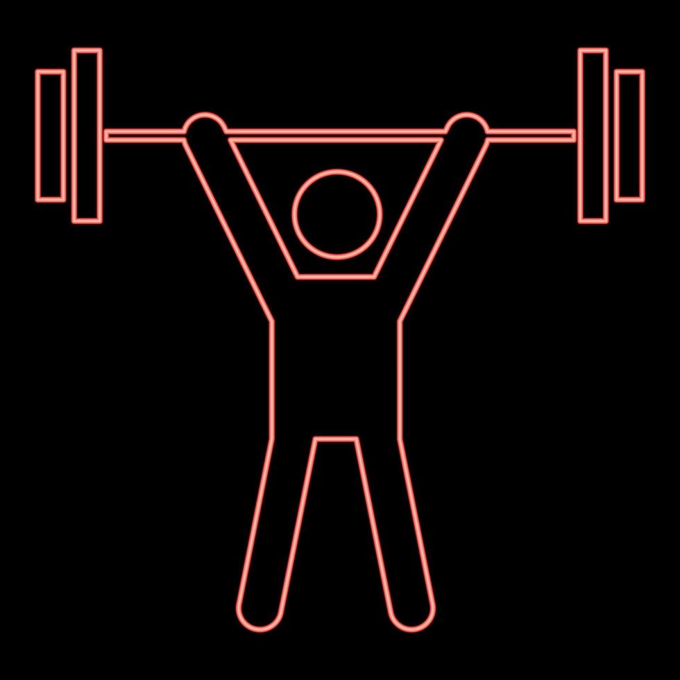 hombre de neón levantando peso color rojo vector ilustración imagen estilo plano