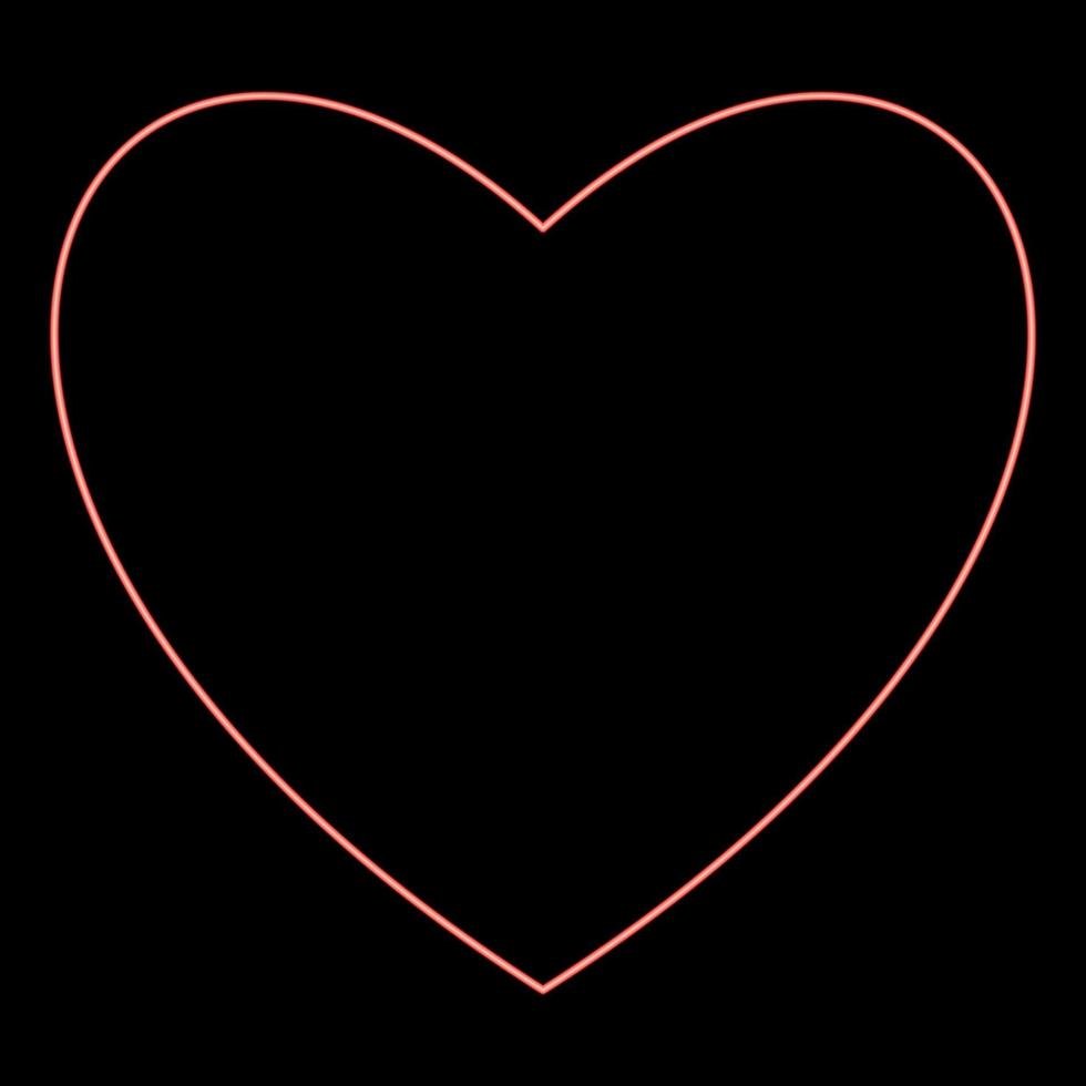 Neon heart on black background vector