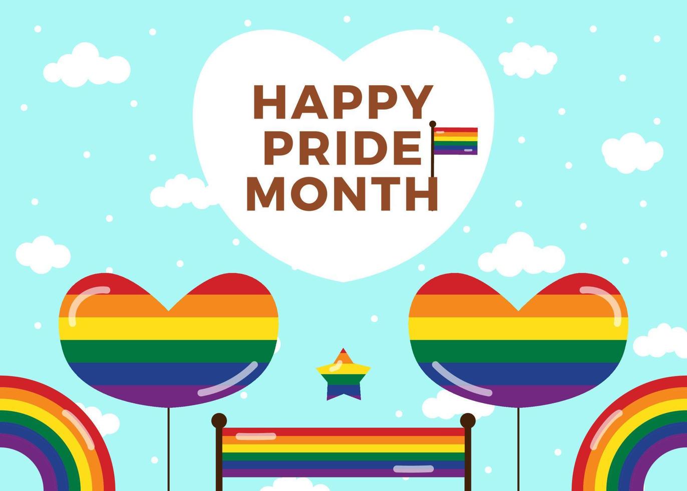 Happy Pride Month Background with Decorations and Cloud Background Design  7450996 Vector Art at Vecteezy