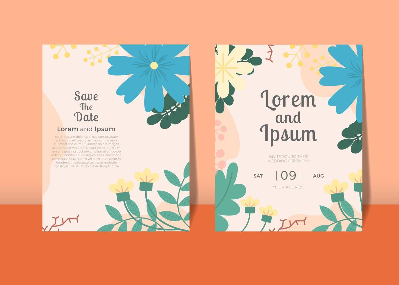 Floral Wedding Invitation Isolated on A Realistic Background vector